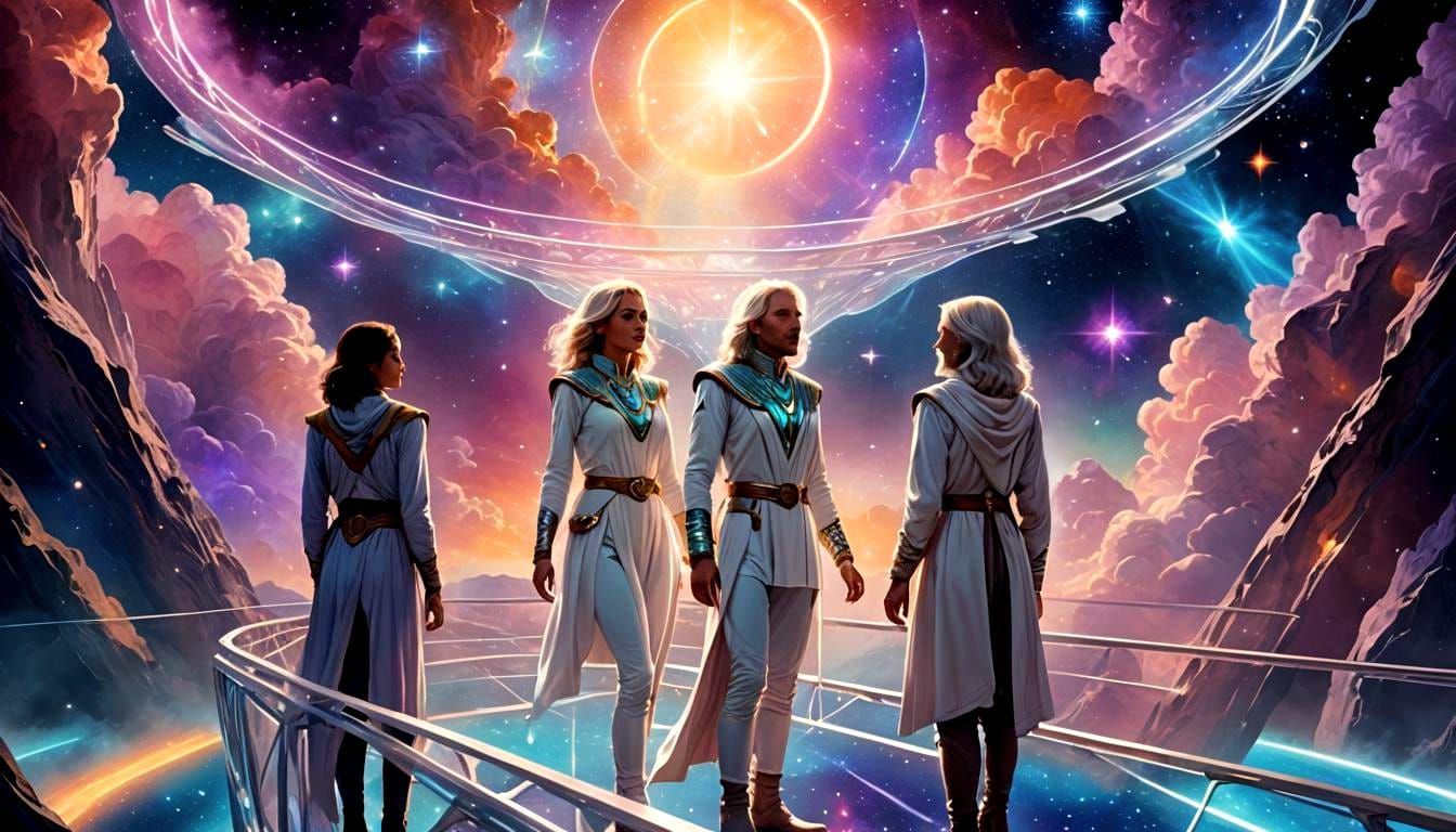 Ashtar and Mira Gazing Afar at Crystal Bridge