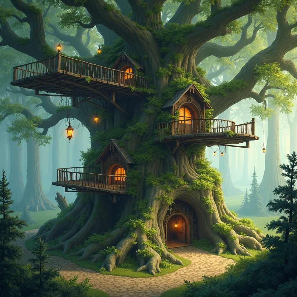 Enchanted Forest Village in Giant Tree