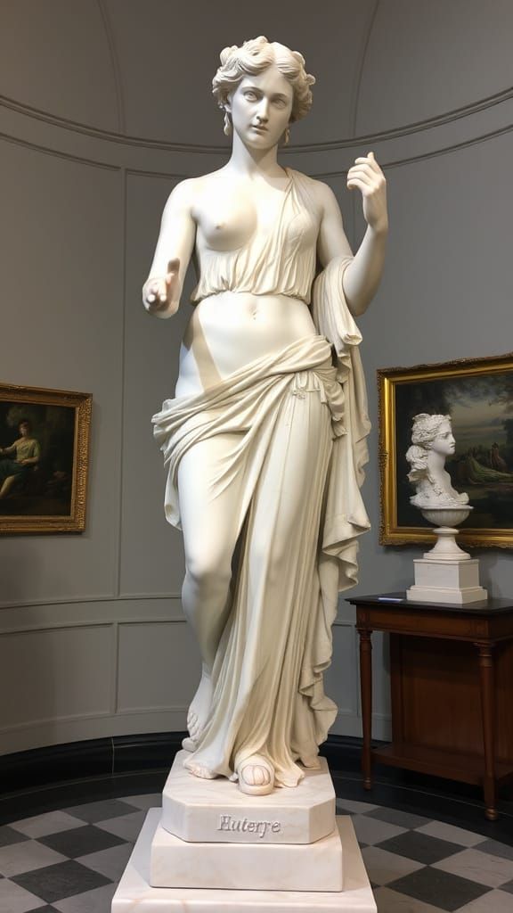 Greek Goddess of Music Euterpe in a Museum Gallery