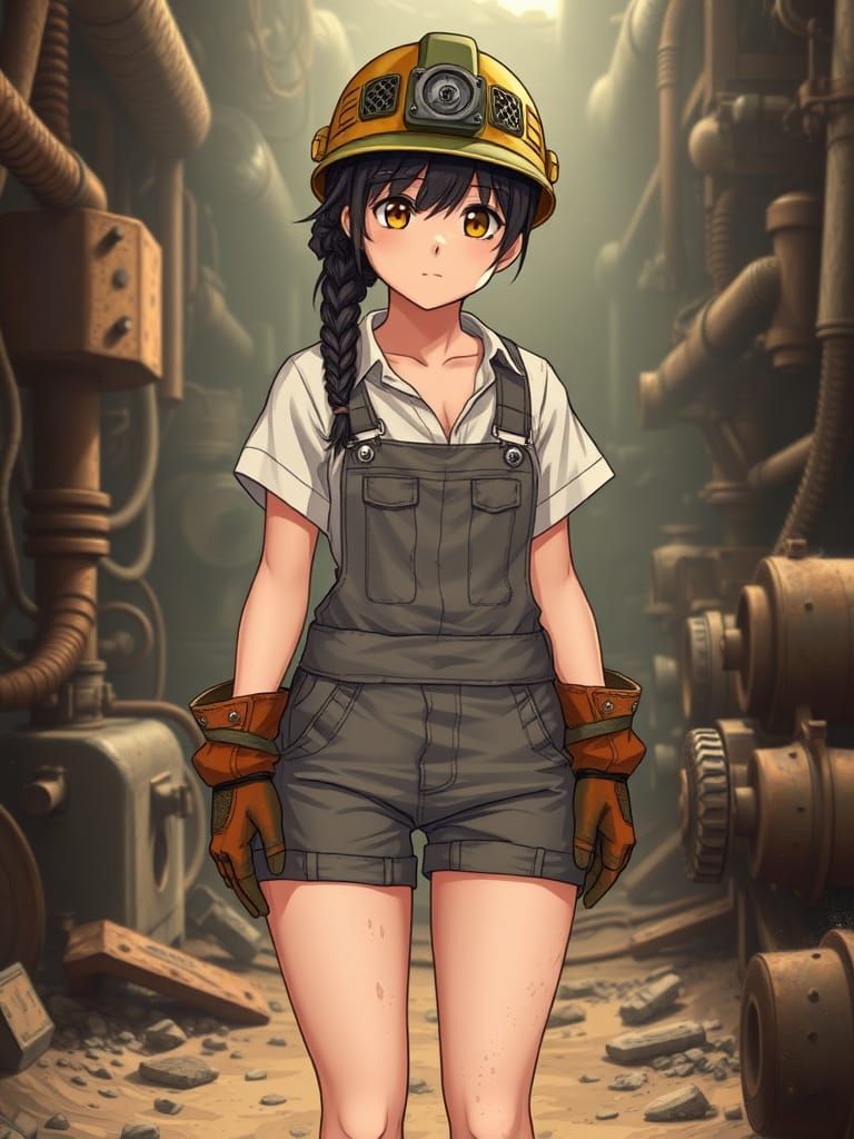 Mining Girl in Cel-Shaded Style