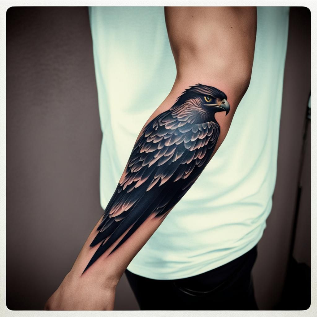 Hawk Forearm Tattoo Design for Men