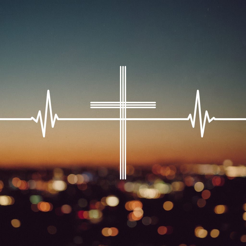 Minimalist Cross Radiates Uplifting Energy Under City Night ...