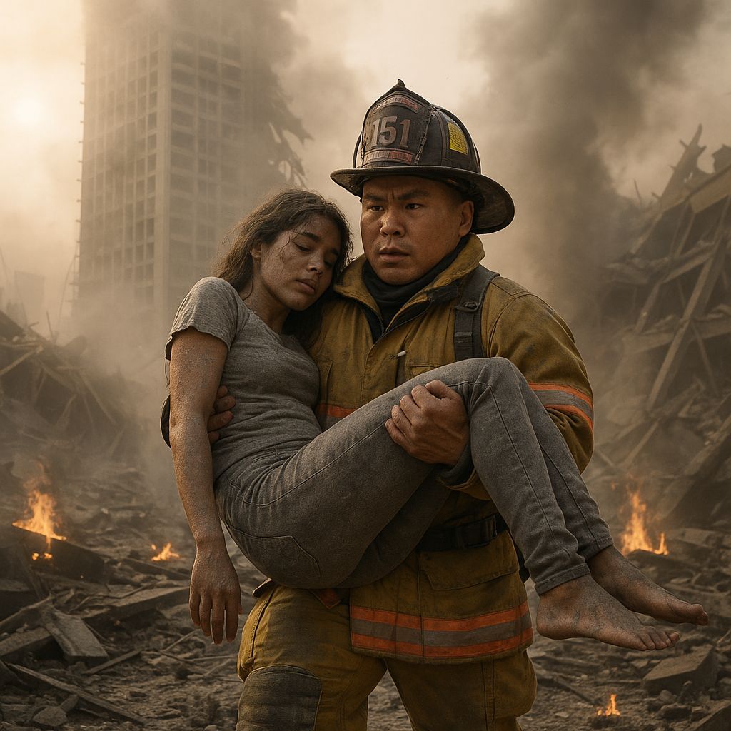 Firefighter Rescue From Collapsed Skyscraper