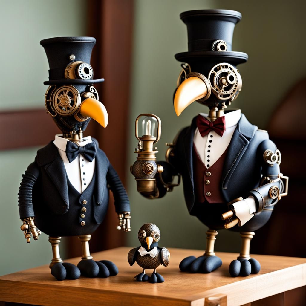 Turkeys in Tuxedos with Steampunk Engine