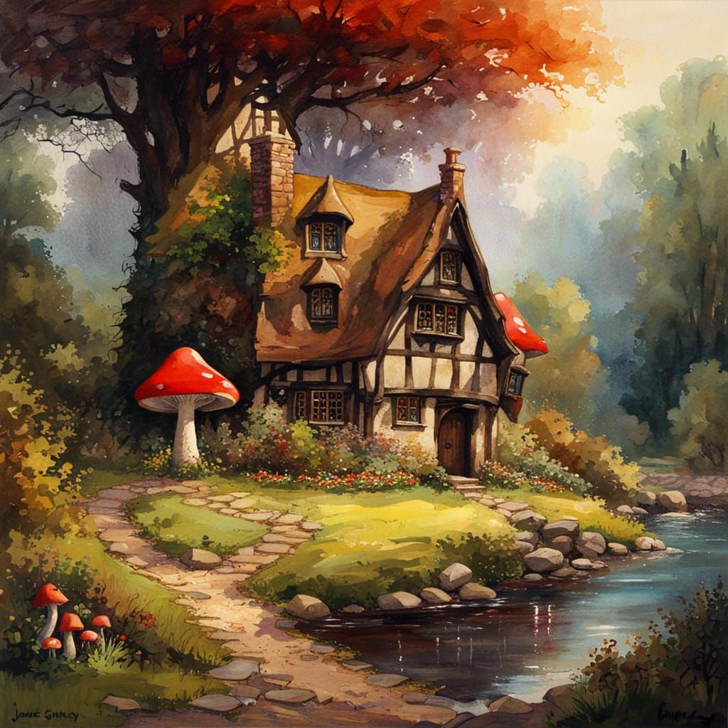 Gothic Dark Fantasy Cottage Pub with Garden