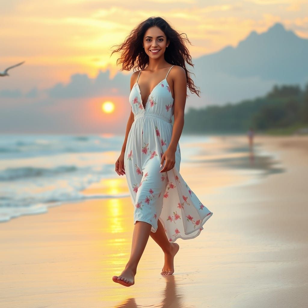 Serenely Displaying Elegance on a Brazilian Beach in Pastel....