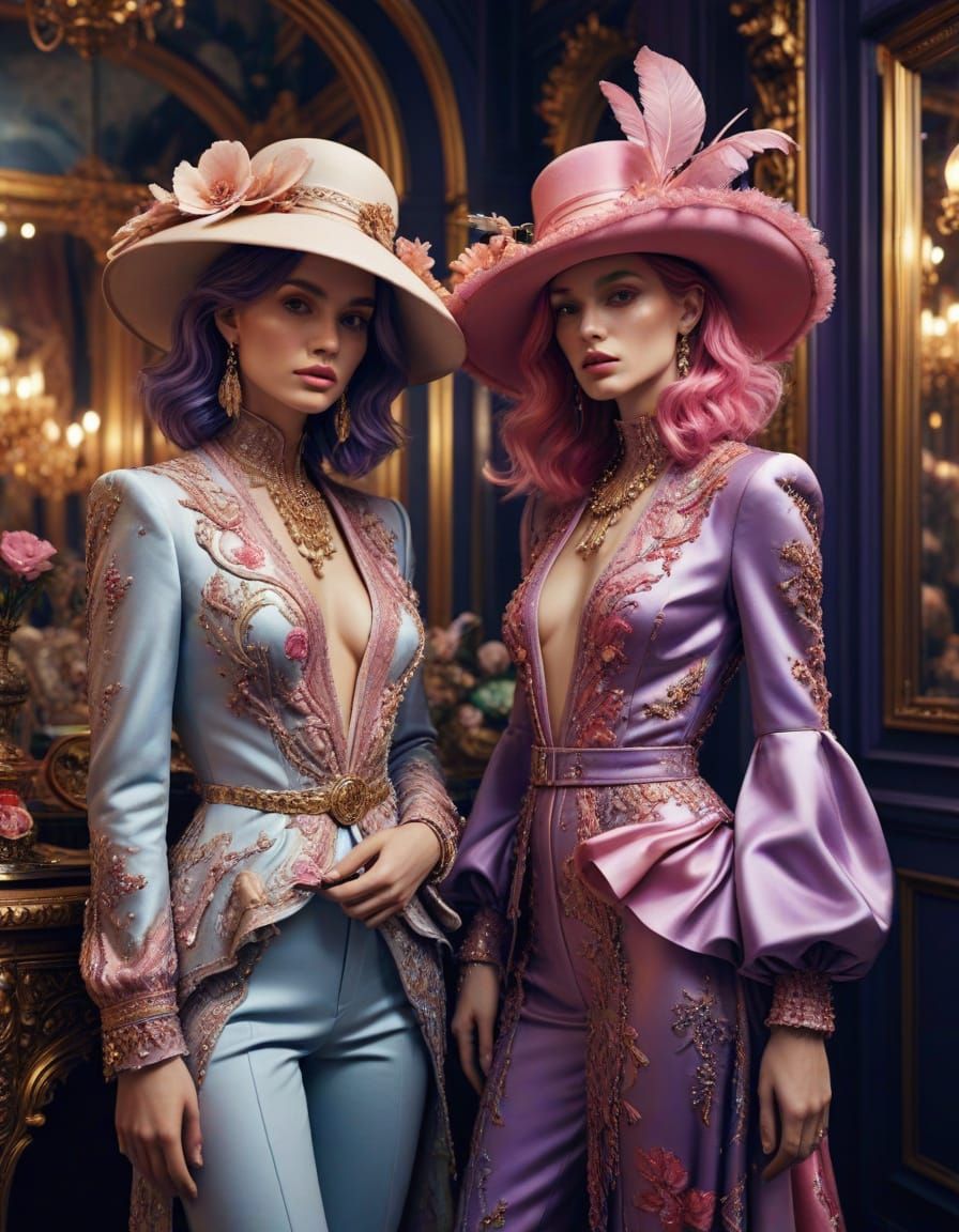 Elegant Androgynous Friends in High-Fashion Photography