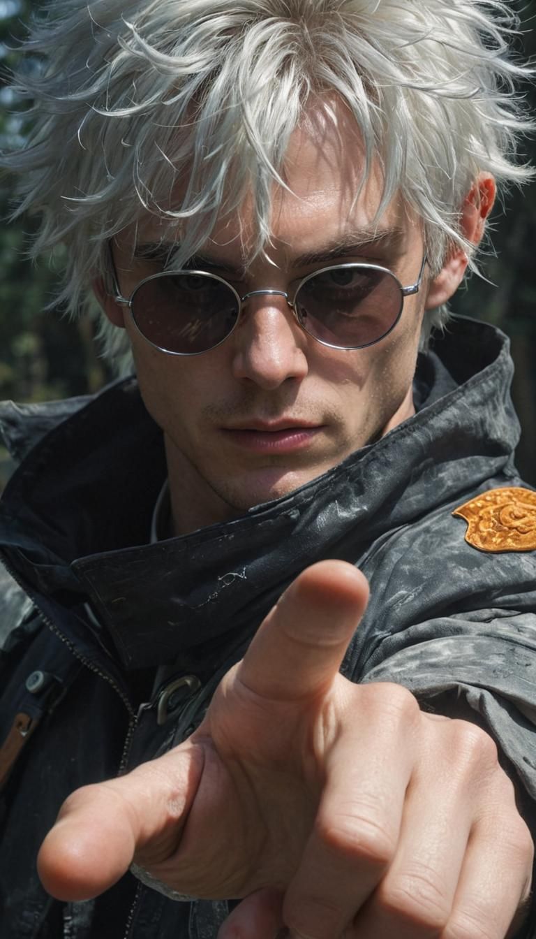 Live-Action Man with Glowing Eyes in Cinematic Style