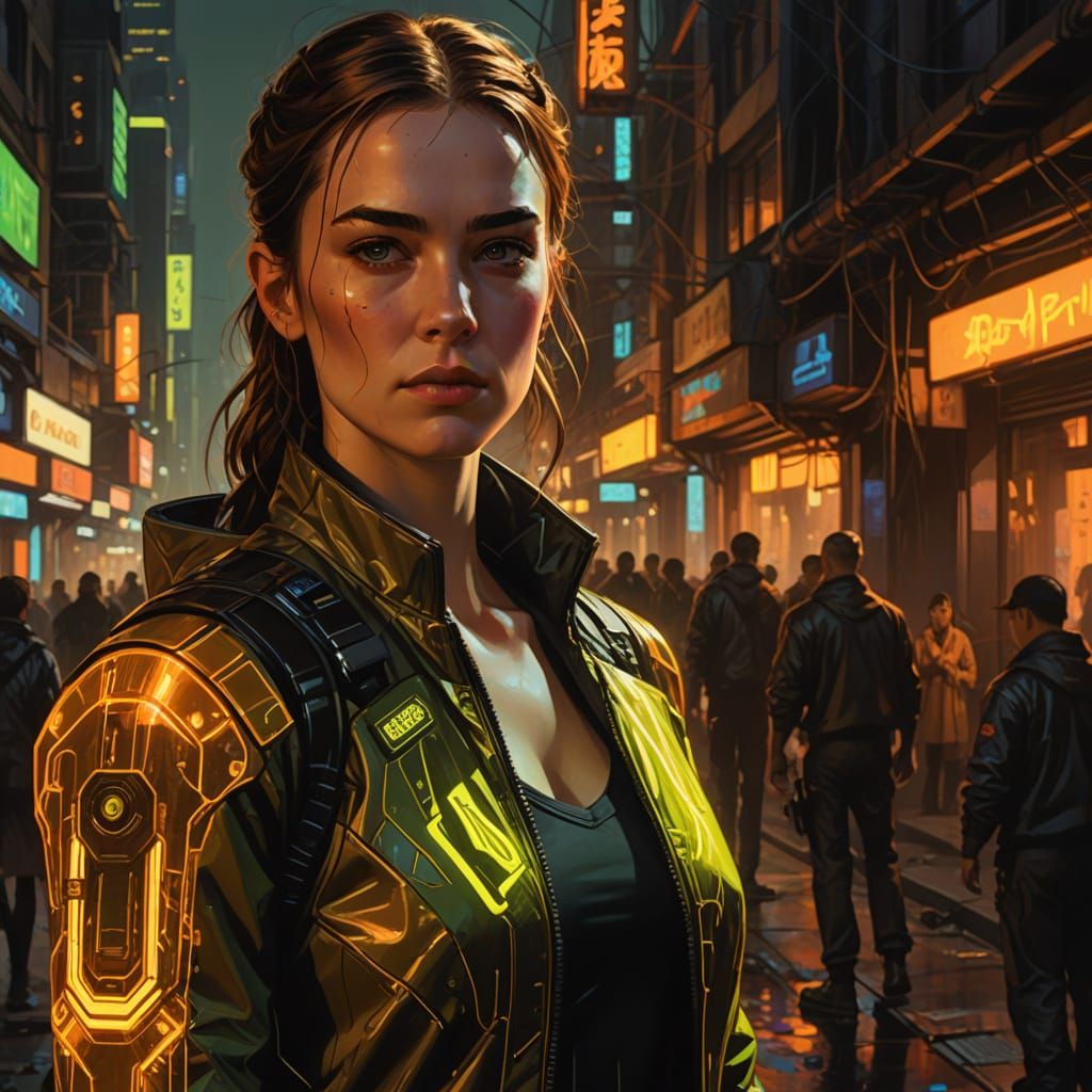 Cyberpunk Heroine Jemma Simmons in Neon City