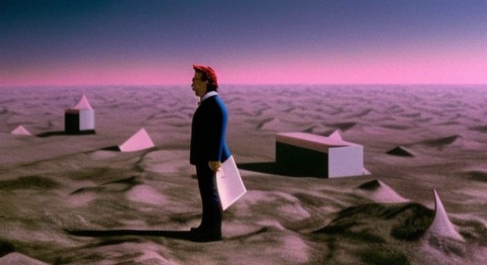 Eerie Surreal Futurism Masterpiece in Retrofuturistic Style