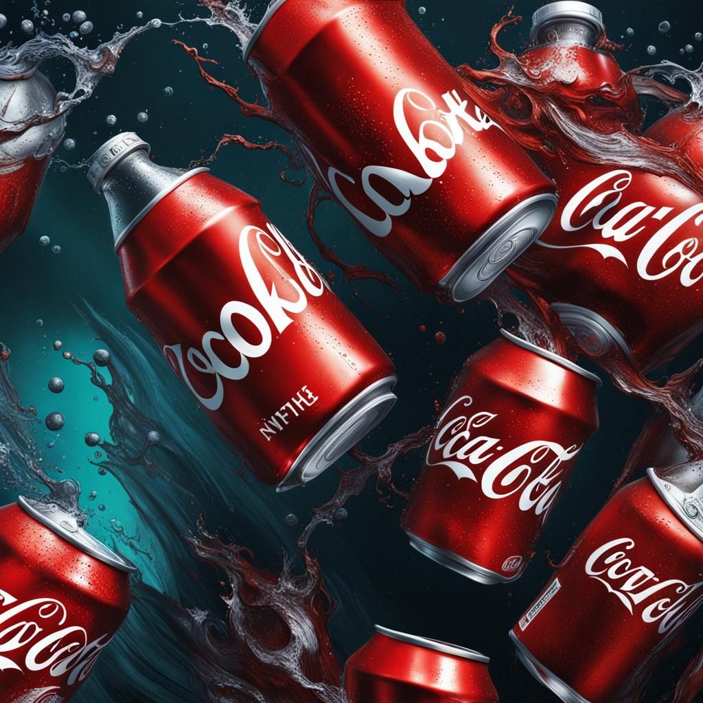 Hyperrealistic Coke Splash Art Concept