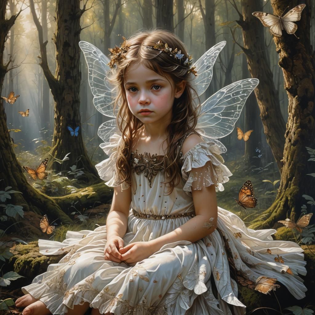Fairy Child in Forest Clearing, Dreamy 3D Art