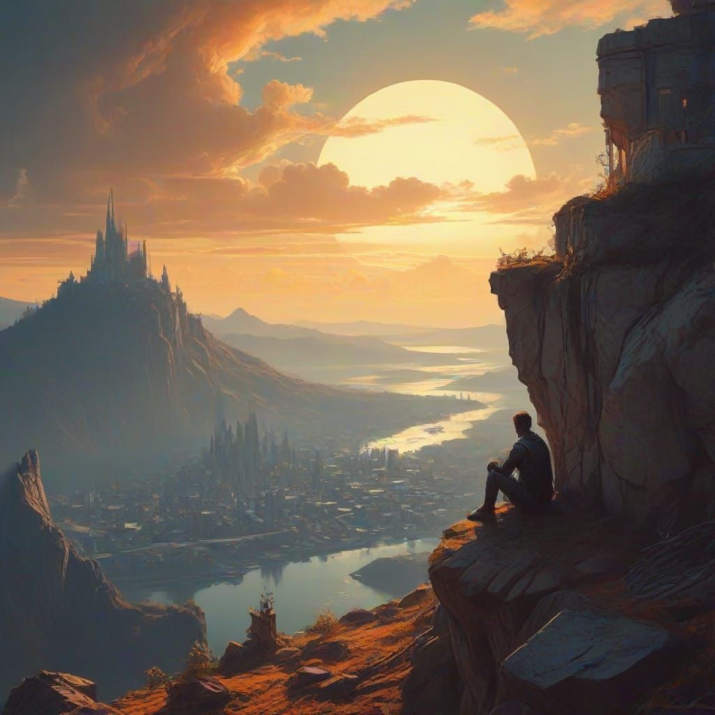 Gothic Cityscape at Sunset in Neo-Gothic Style