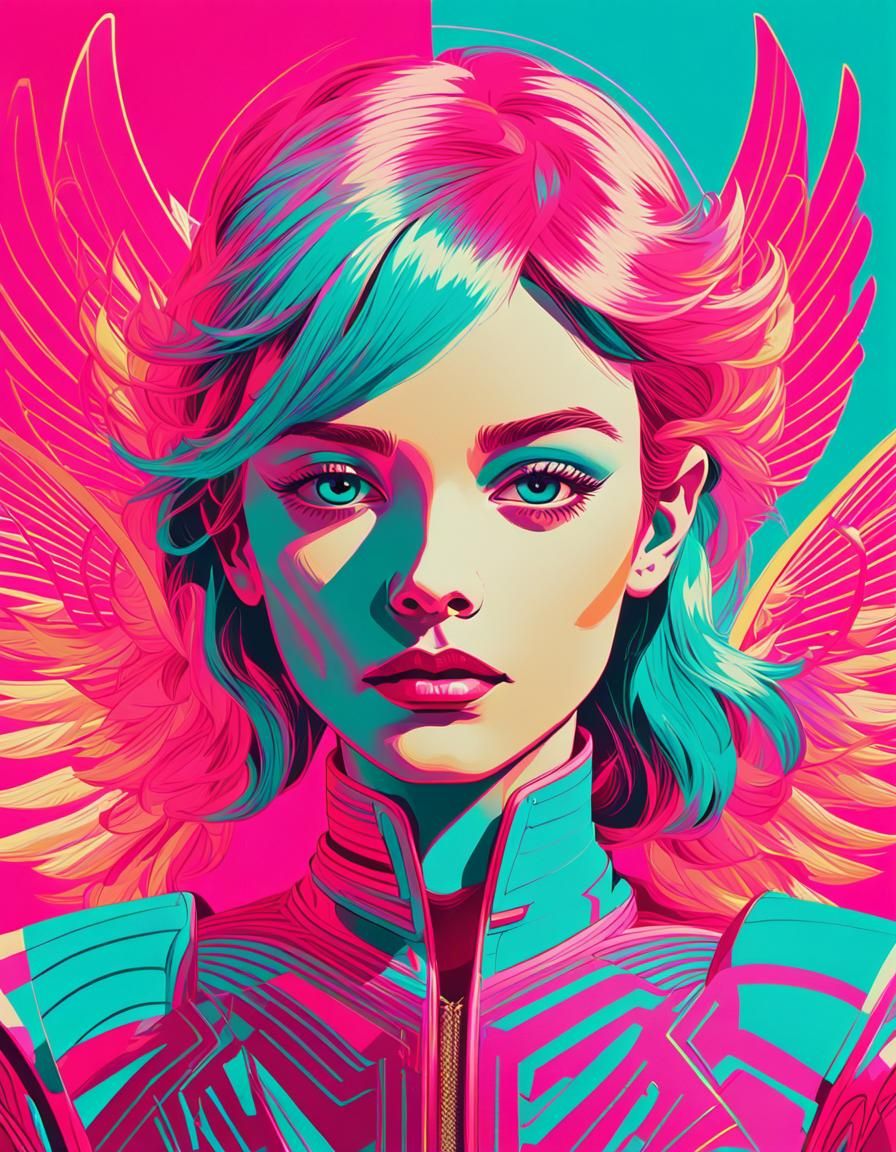 Pop Art Imp with Geometric Wings