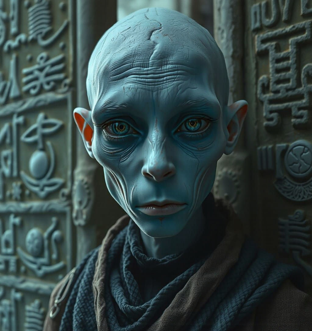 Eerie Post-Human Portrait with Bioluminescent Accents