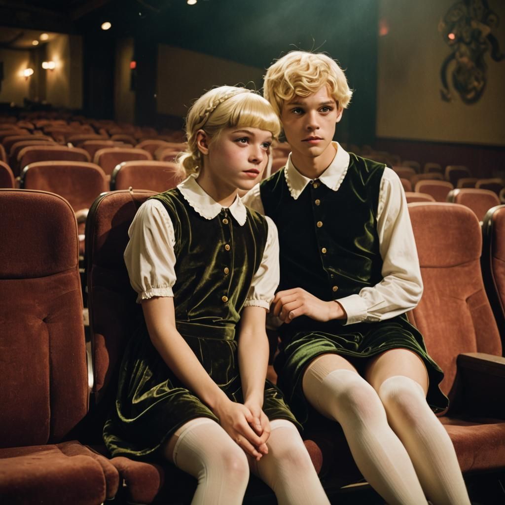 Moody Cinema Scene in Velvet A-Line Dress