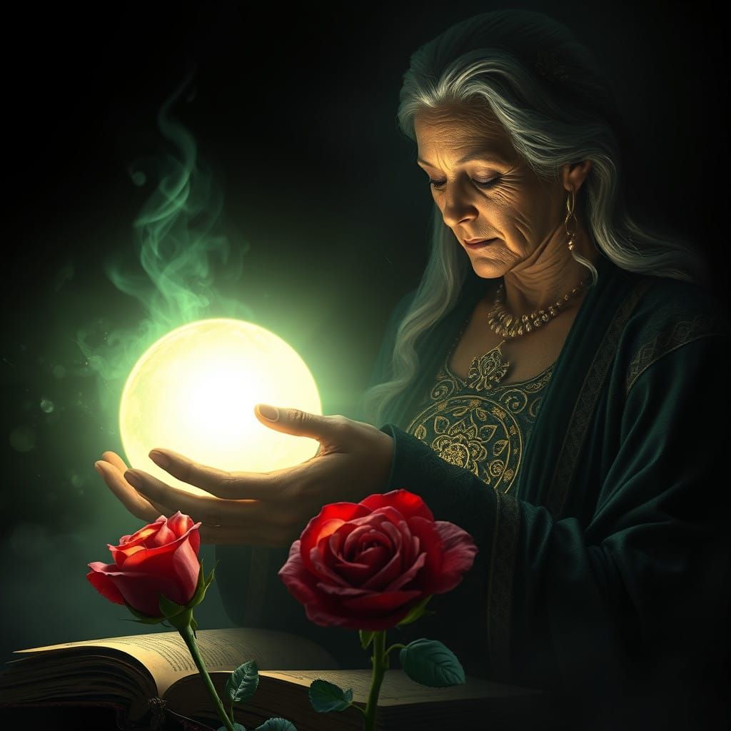 Mystical Goddess Performs Womb Alchemy Ritual in a Dreamlike...