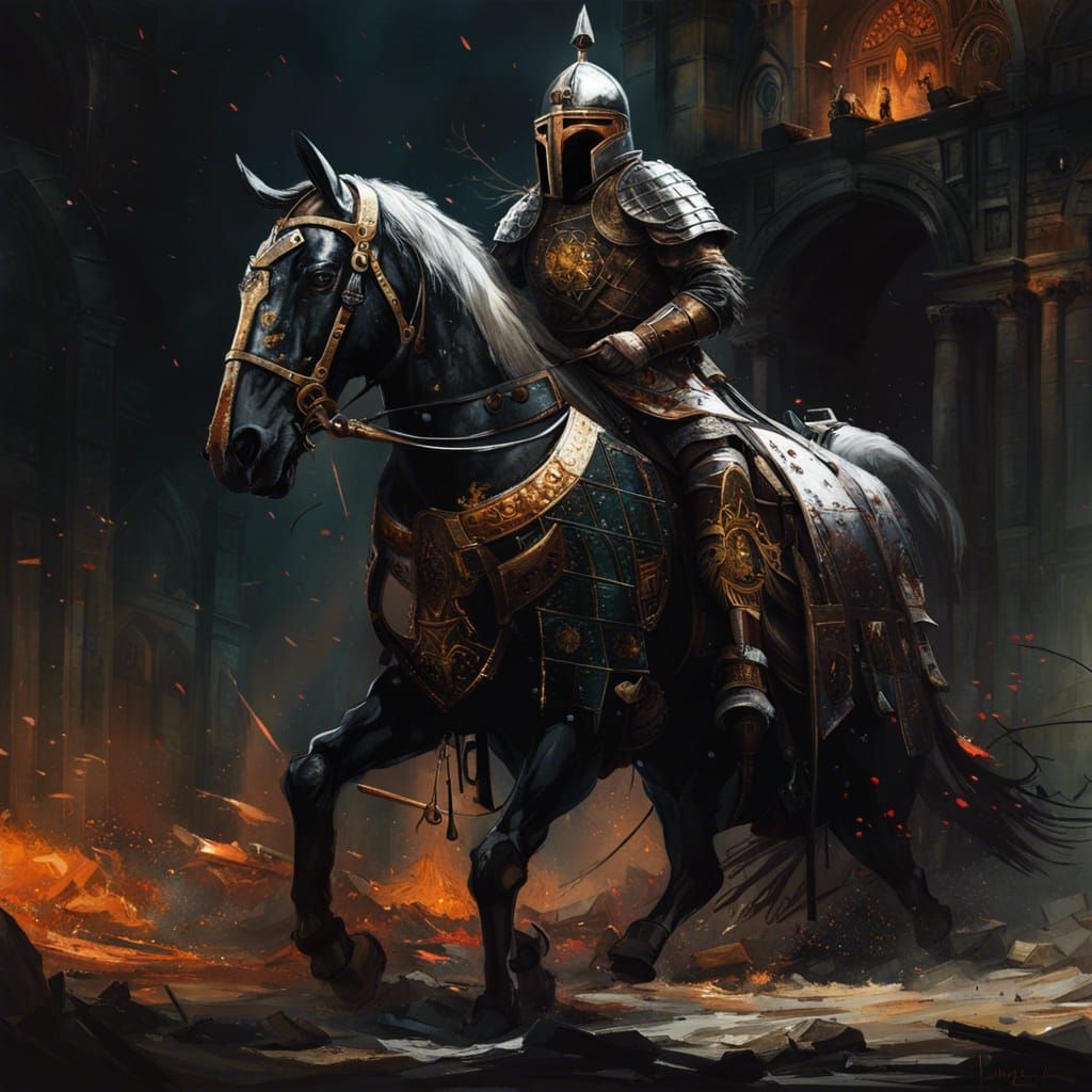 Byzantine Cataphract in Dark Hyperdetailed Style