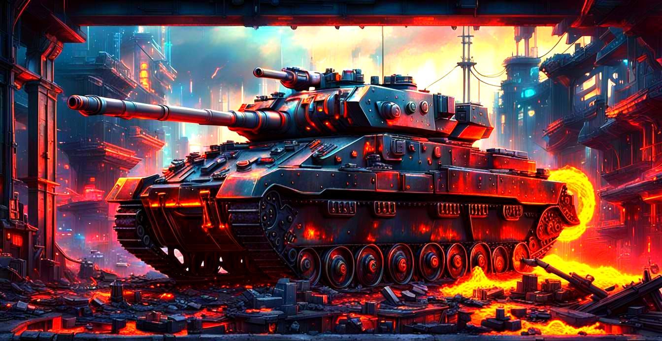 Burning Tank in Detailed 3D Anime Style