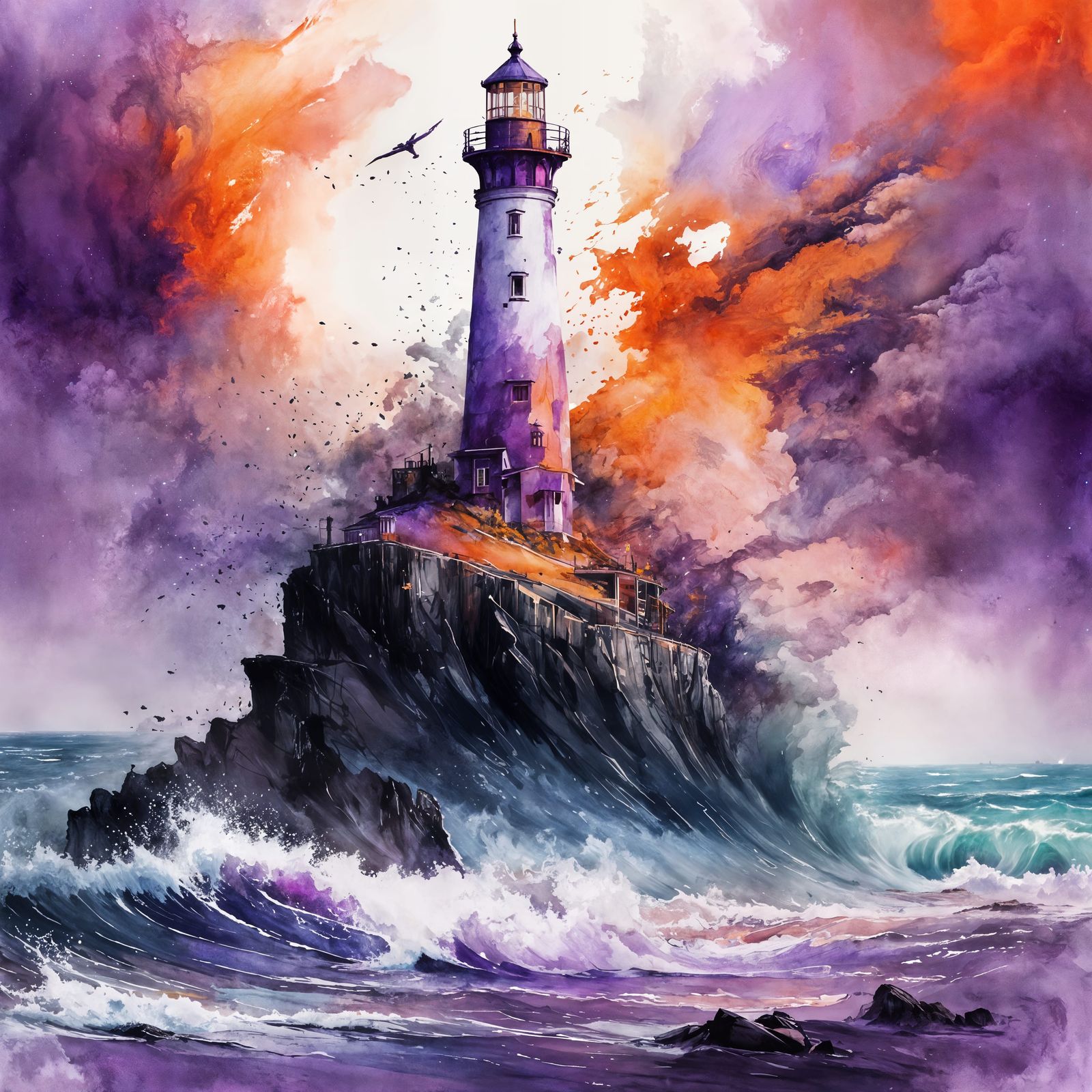 Stunning Cosmic Lighthouse in Vibrant Pastel Hues