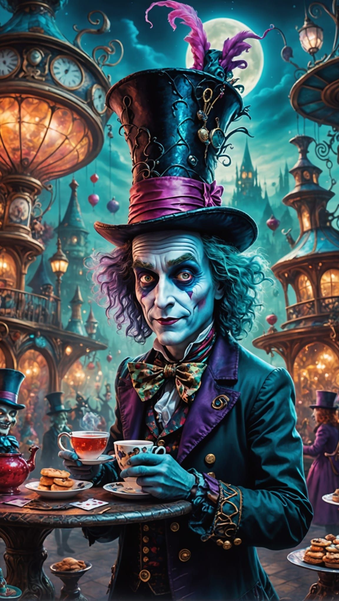 Horror Tea Party in Wonderland: a Digital Illustration