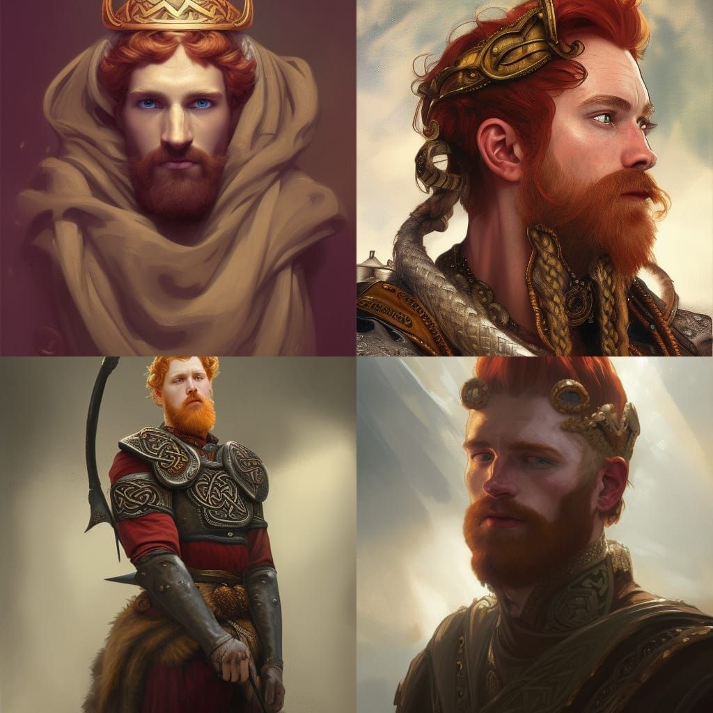 Celtic King Cennétig Portrait in Hyperdetailed Style
