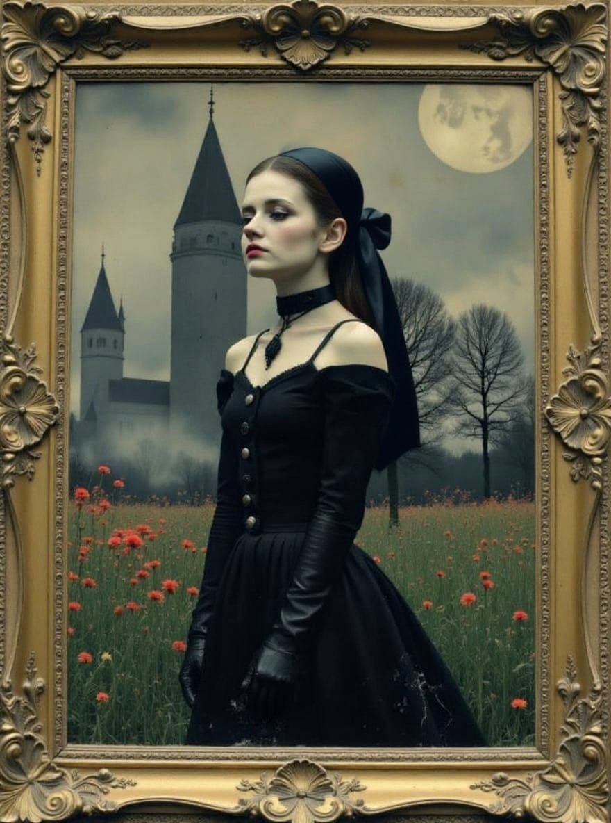 Framed Portrait of a Modern Goth Girl