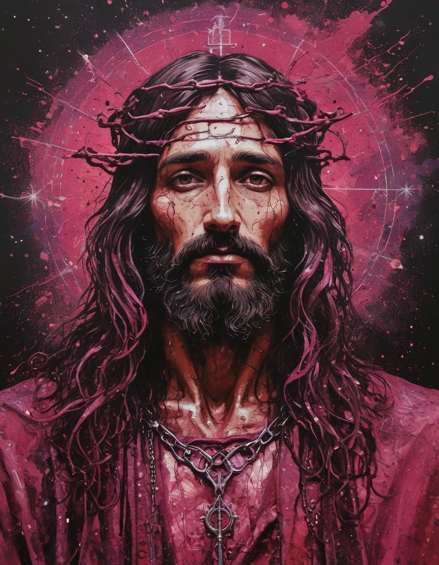 Psychedelic Tarot Jesus in Impasto Style