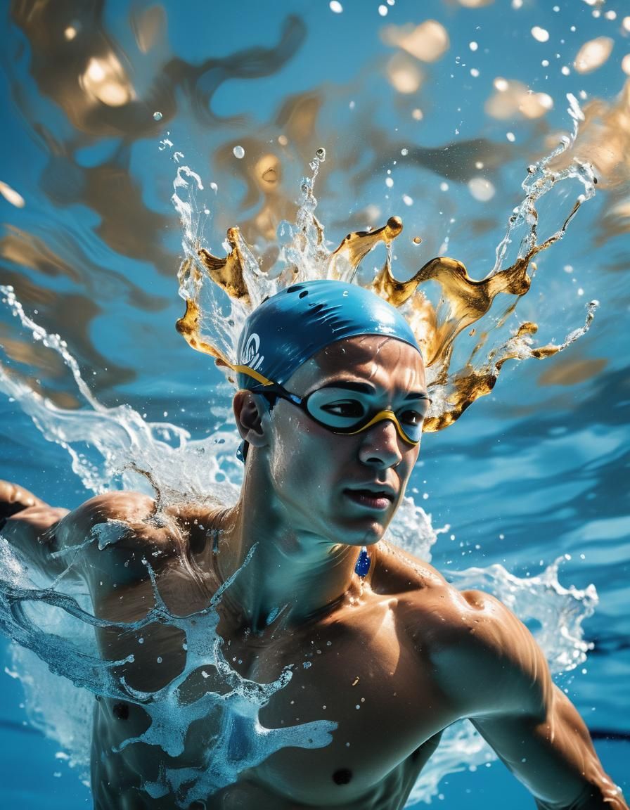 A para-swimmer mid-stroke, showcasing their power and focus.