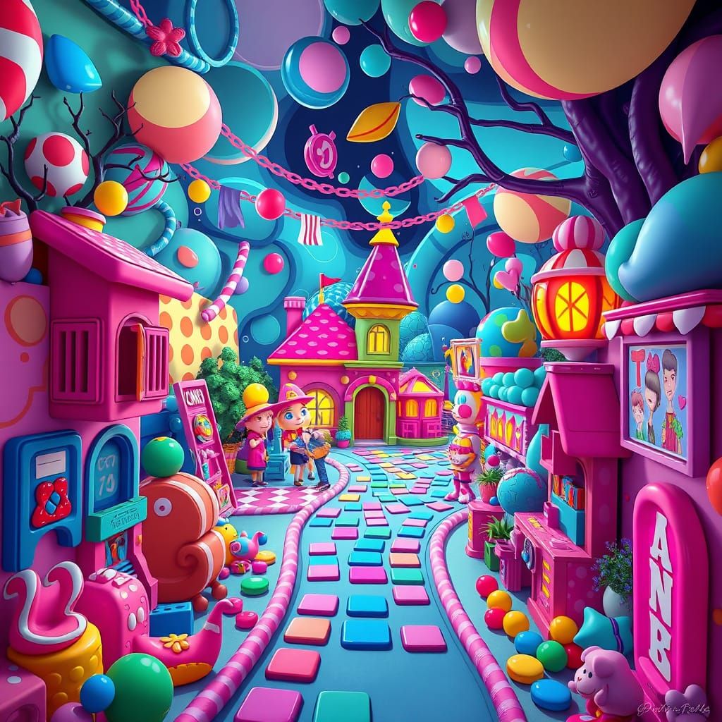 Candyland Diary in a Cel-Shaded Digital Art Style