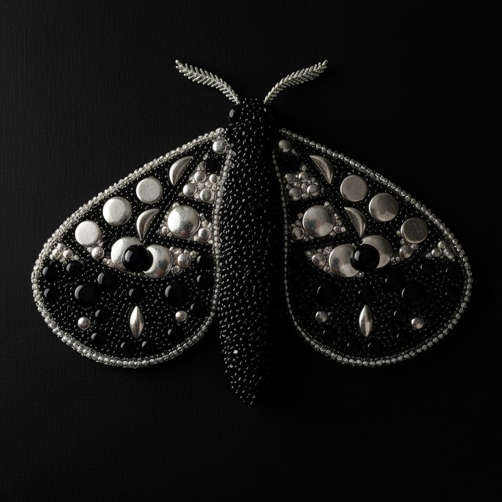 Art Deco Moth Mosaic Made of Beads