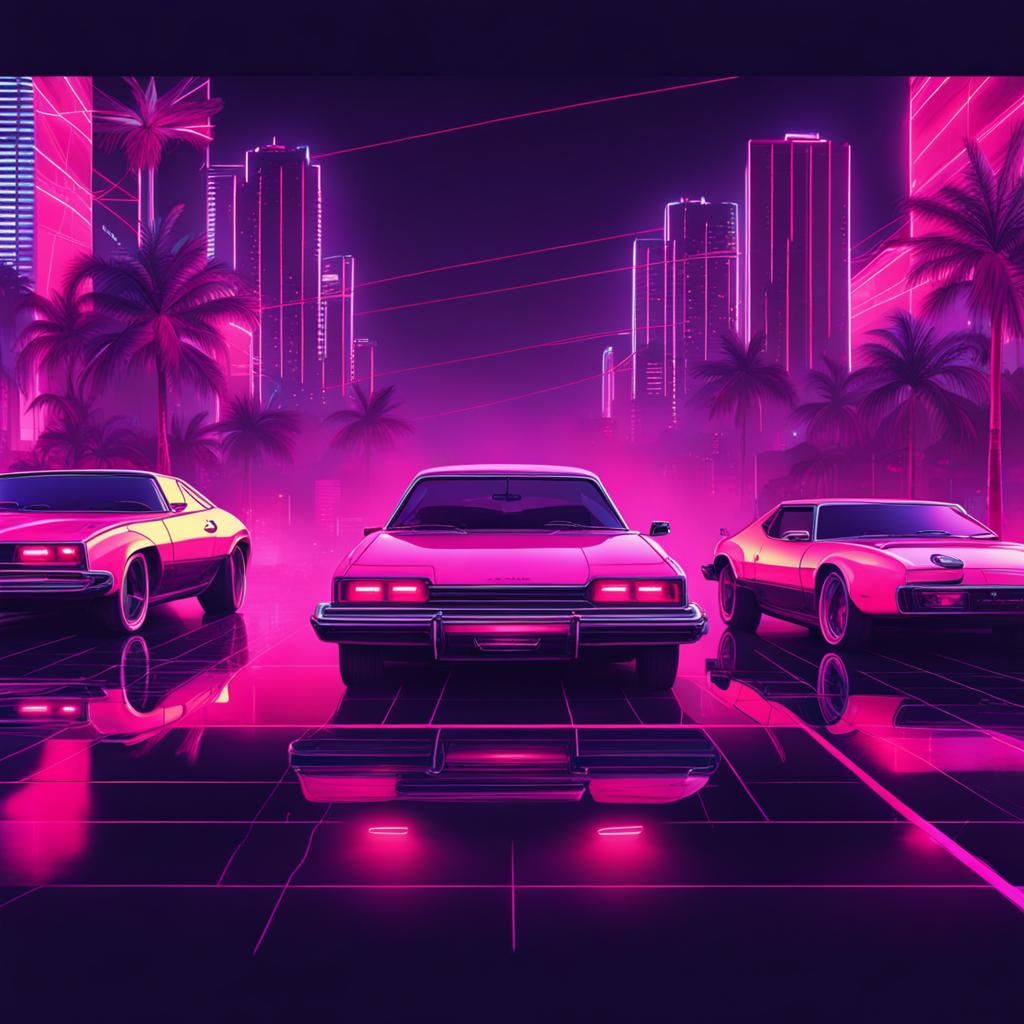 Synthwave Neon Retro Car Design