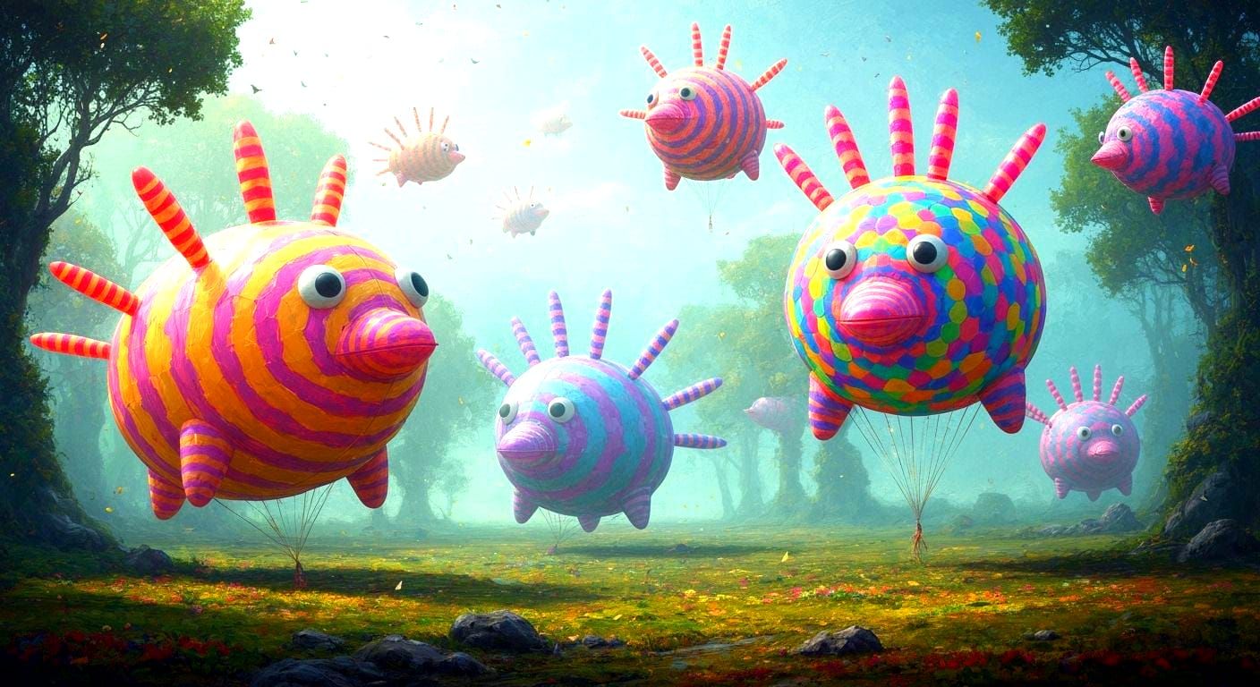 Whimsical Balloon Day Parade with Fantastical Creatures