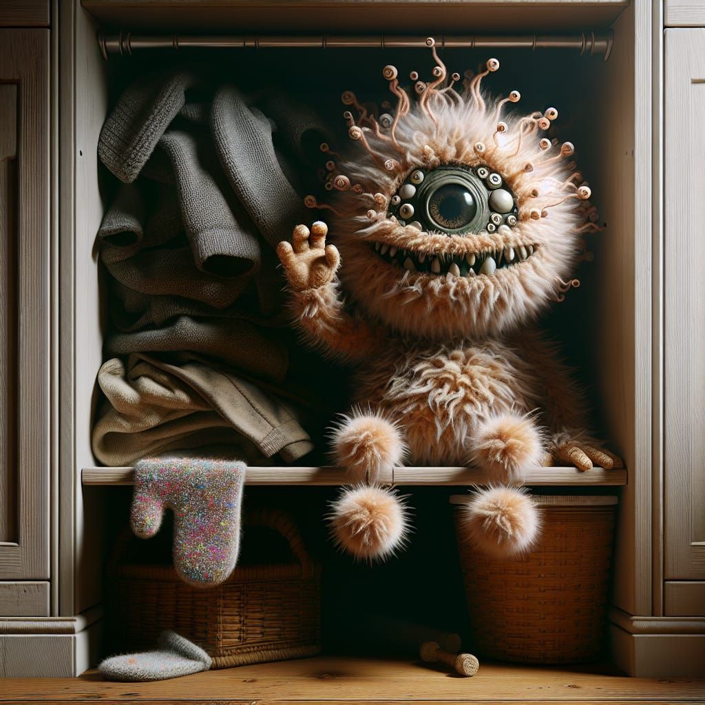 Hyperrealistic Wool Creature in Nightmare-Toybox Style