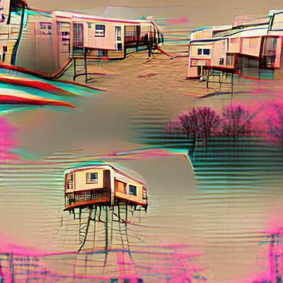 Dystopian Retro Trailer Park Landscape