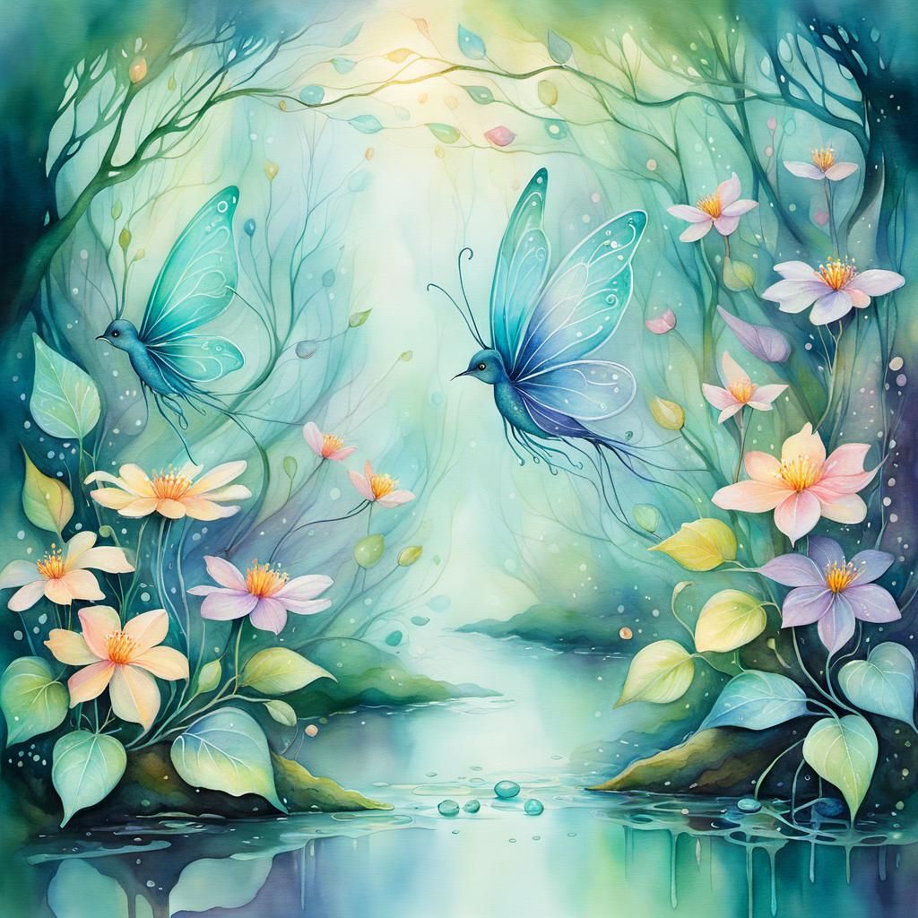 Enchanted Forest: Fairies in Dreamy Watercolor Illustration