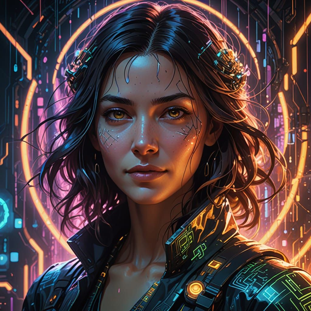Trinity and Neo in Vibrant Oil Painting Style