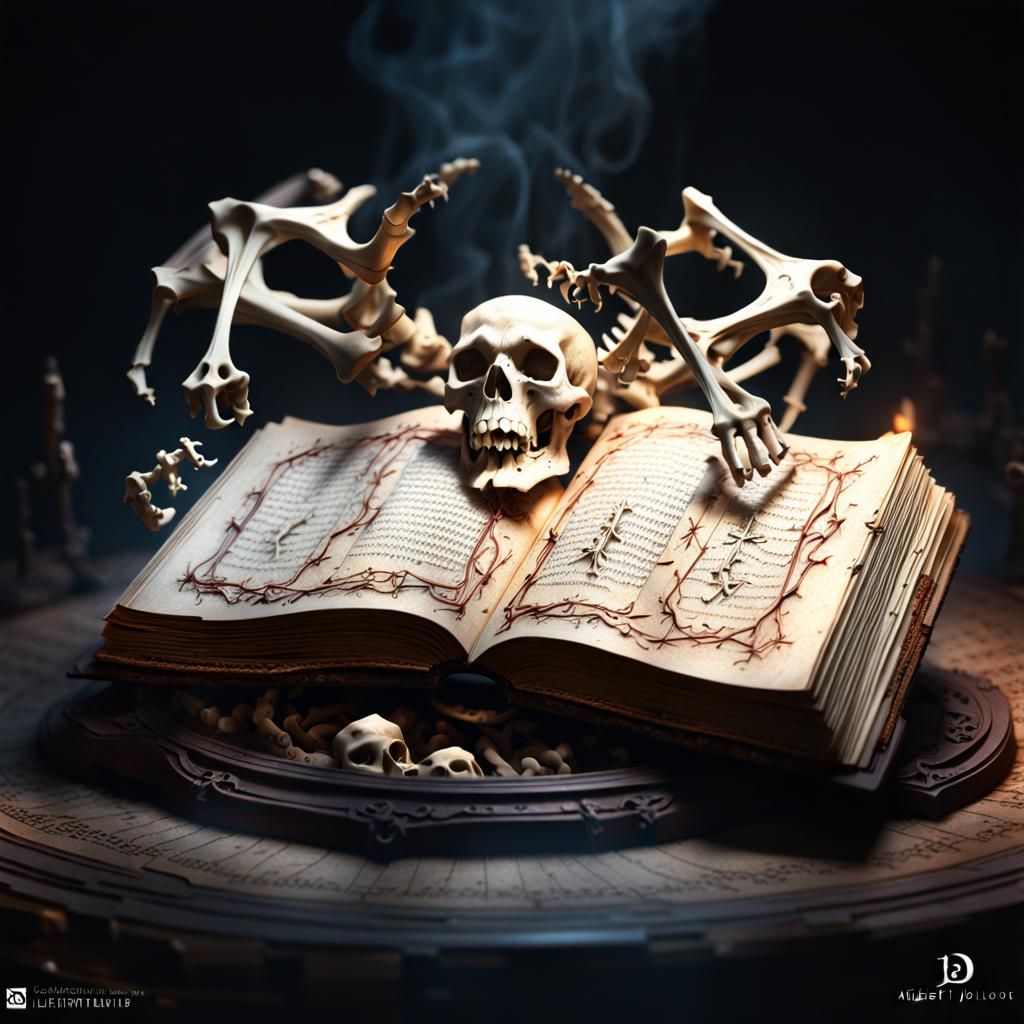 Macabre Demonic Spell Book Illustration