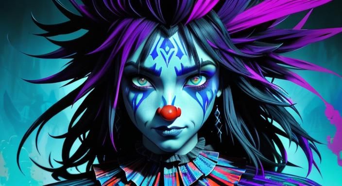 Eerie Surreal Clown in a Hyperrealistic Style