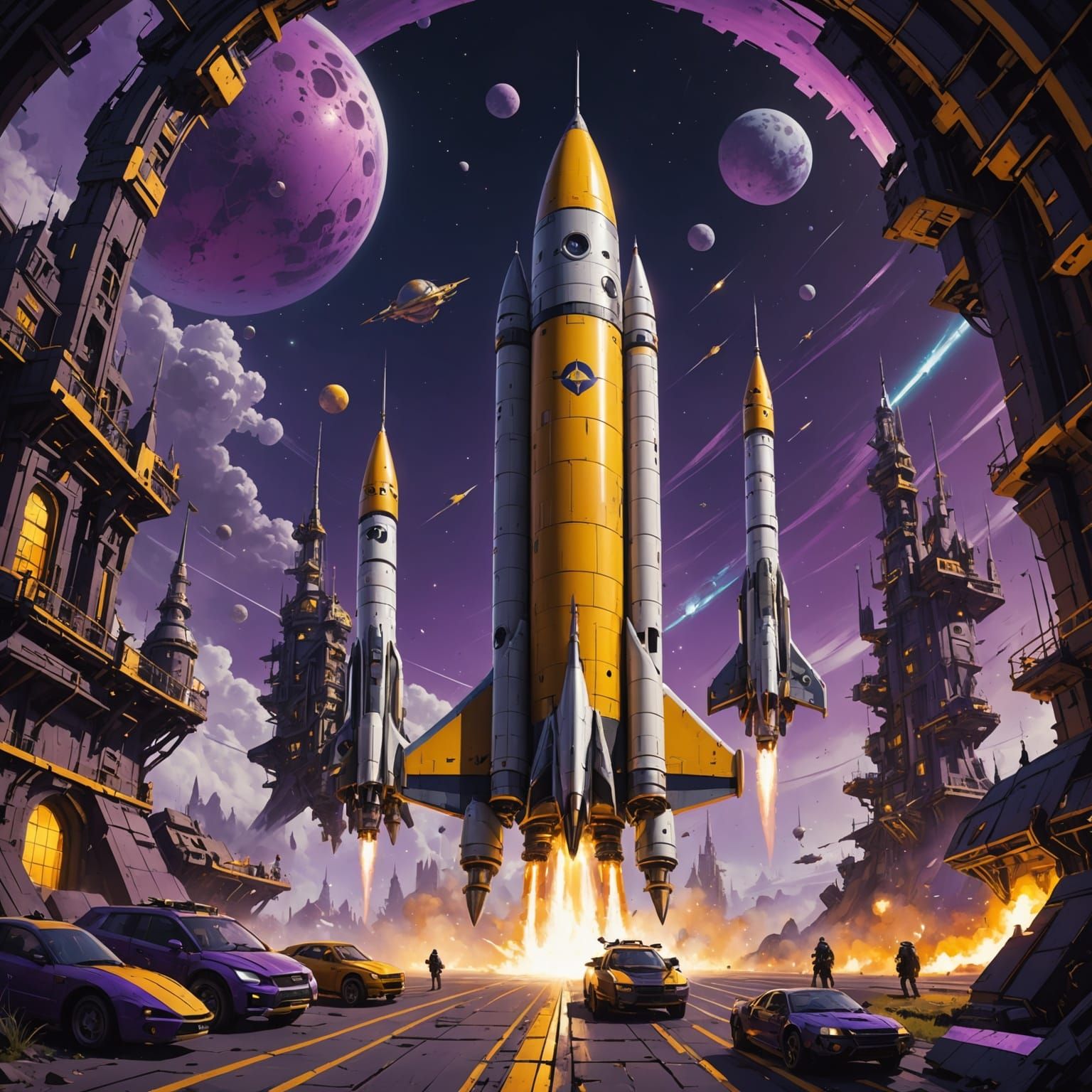 Rocket Ships: Dark Fantasy Concept Art in 8k