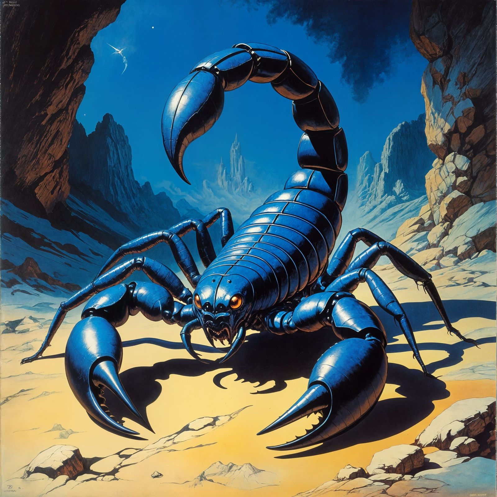 Dark Fantasy Scorpion in 1970s Pulp Style