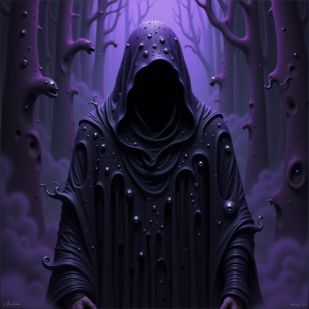 Mystical Hooded Figure in Shadow, Dark Art