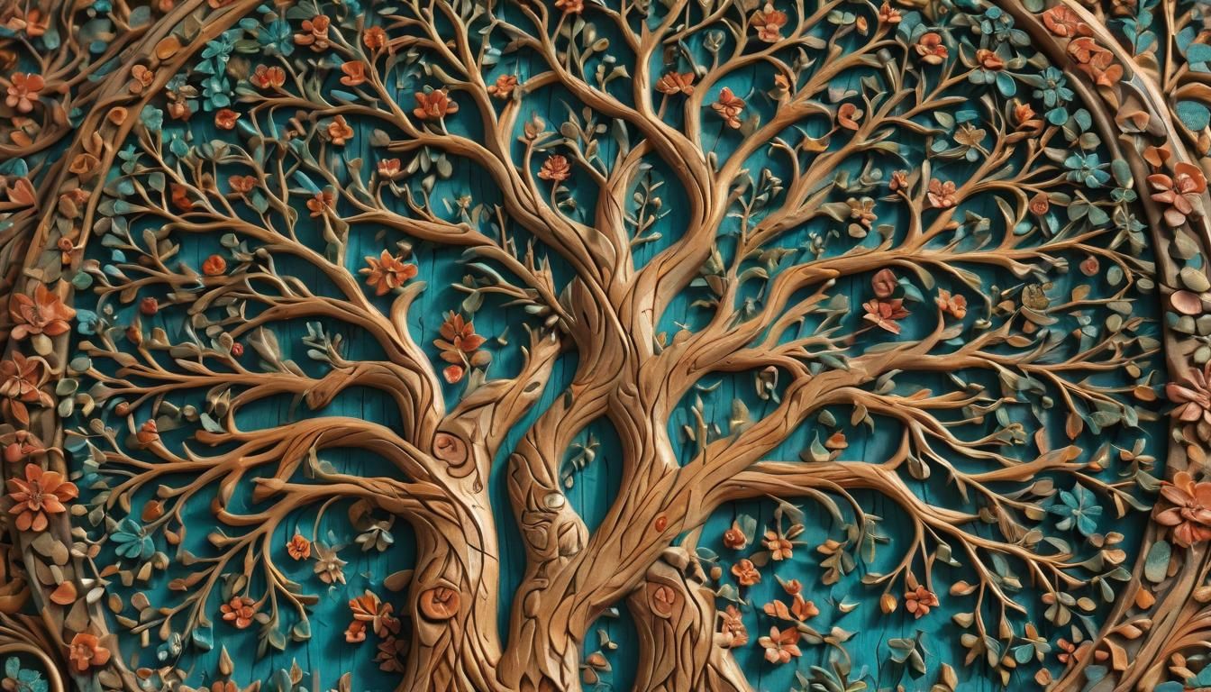 Intricate Scandinavian Tree of Life Wood Carving