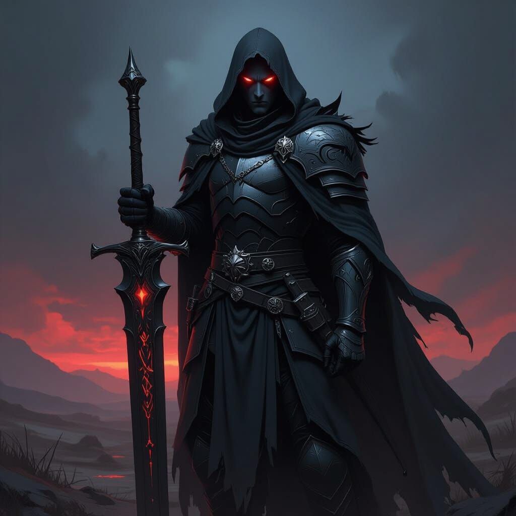 Shadar-kai Warlock in Dark Landscape, Matte Painting