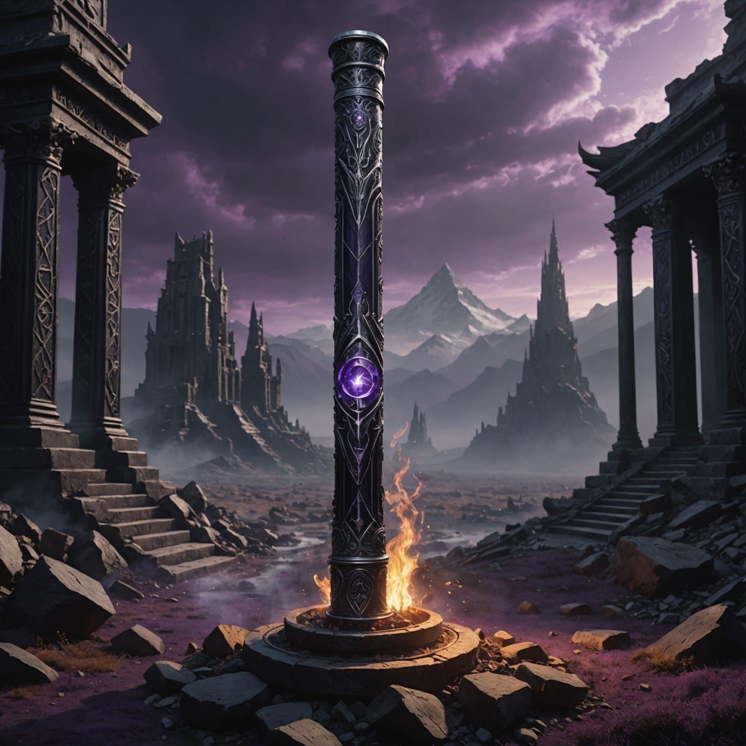 Epic Yklwa with Obsidian Handle and Silver Runes