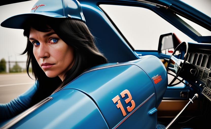 Blue 1970s GMC Suburban Racecar Portrait