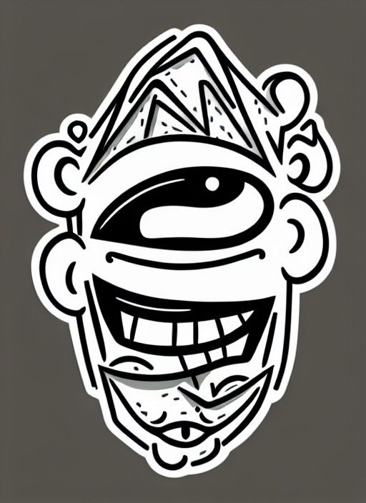 Creepy Cartoon Face Logo in Vector Art Style