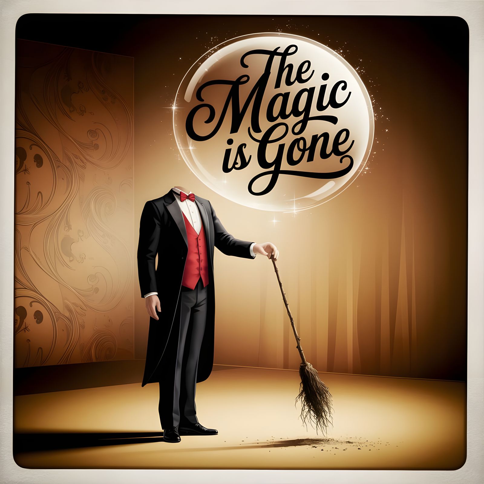 Solemn Magician Mourns Lost Magic in a Faded Studio