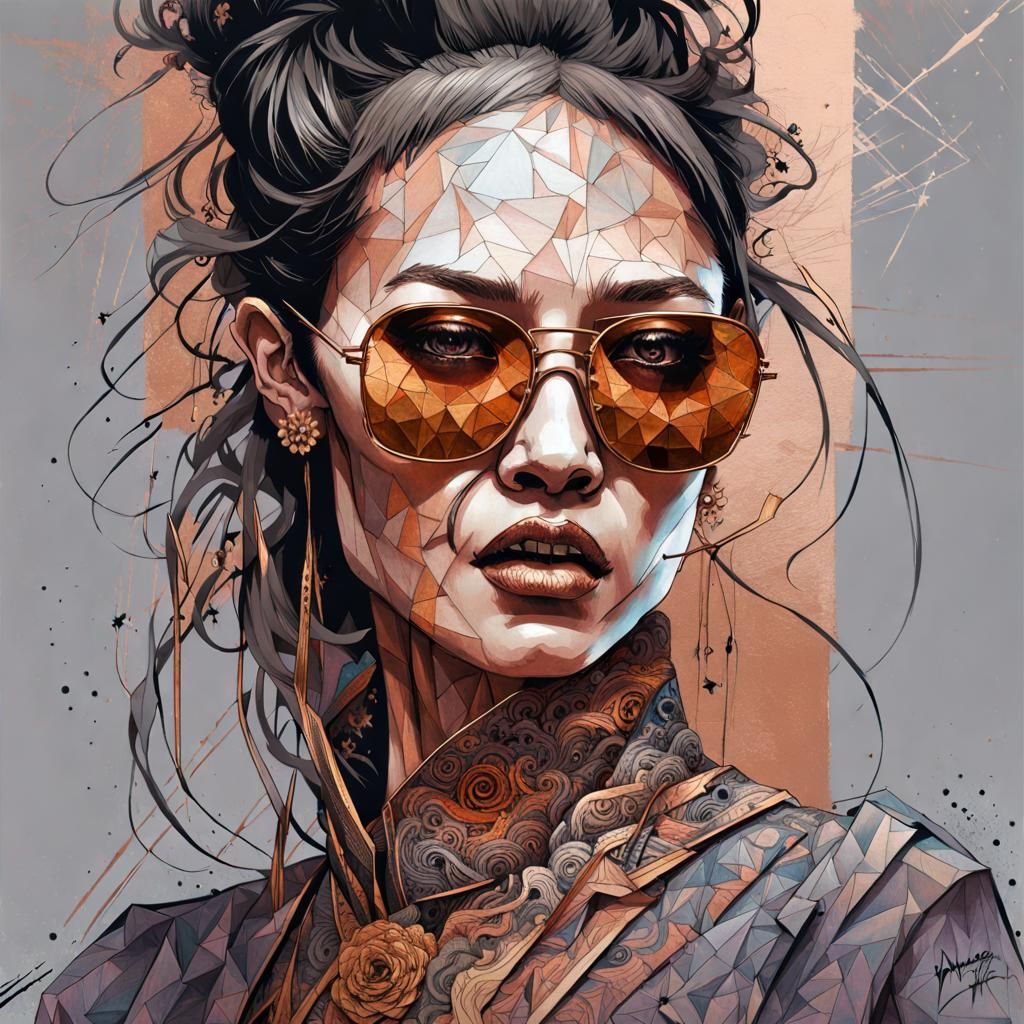 Macabre Vampire Woman in Cyberpunk Illustration