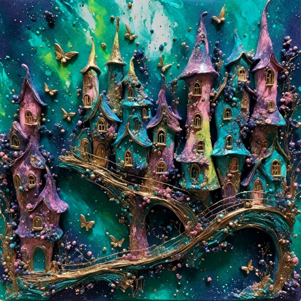 Fairies with Acrylic Texture: An AI-Generated Image